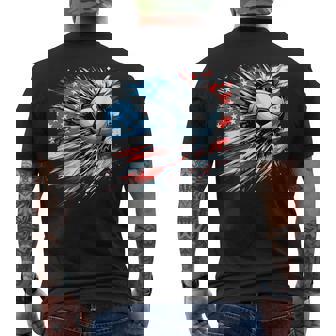 Soccer Ball 4th Of July Boys American Flag Patriotic Men's Back Print T-Shirt | Mazezy
