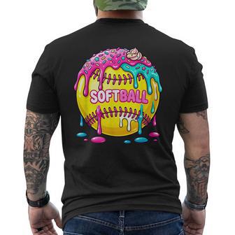 Softball Drip Splash Sports Graphic Fastpitch Game Day Vibes Men's T-shirt Back Print - Thegiftio UK