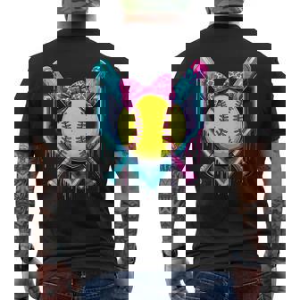 Softball Ice Cream Dripping Softball Men's T-shirt Back Print - Seseable