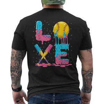 Softball Player Love Drip Ice Cream Colorful Softball Men's T-shirt Back Print - Thegiftio UK