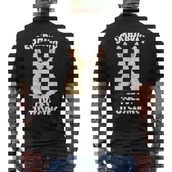 Somebunny Loves Tutoring Cute Easter Bunny Tutor Men's Back Print T-Shirt | Mazezy