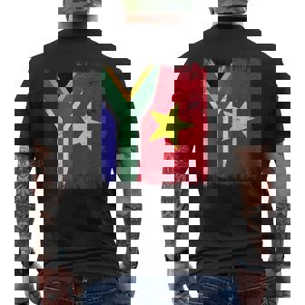 South Africa Vietnam Half Flag South African Vietnamese Men's Back Print T-Shirt | Mazezy