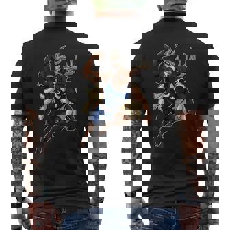 South Carolina Super Hero Deer With Flag Cape Men's Back Print T-Shirt | Mazezy