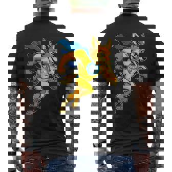 South Dakota Super Hero Coyote With Flag Cape Men's Back Print T-Shirt | Mazezy