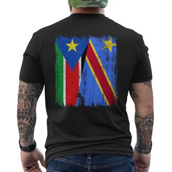 South Sudan Congo Half Flag South Sudanese Congolese Pride Men's Back Print T-Shirt | Mazezy
