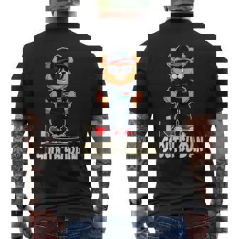 South Sudanese Flag Teddy Bear I Love South Sudan Men's Back Print T-Shirt | Mazezy