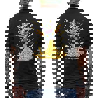 Space Cow Cartoon Cute Cow Rocket Men's Back Print T-Shirt | Mazezy