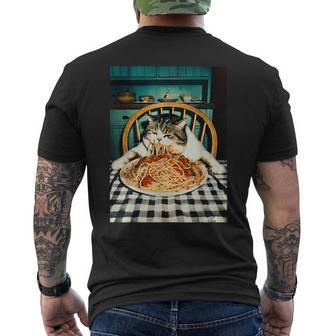 Spaghetti Cat Dinner Retro Vintage Italian Humor Men's T-shirt Back Print - Thegiftio UK