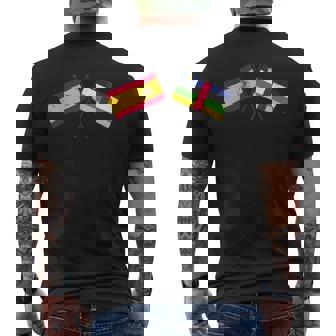 Spain Central African Republic Crossed Flags Spanish CAR Men's Back Print T-Shirt | Mazezy