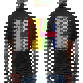 Spain Central African Republic Half Flag Spanish CAR Roots Men's Back Print T-Shirt | Mazezy