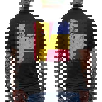 Spain Romania Half Flag Spanish Romanian Heritage Men's Back Print T-Shirt | Mazezy