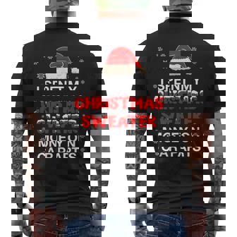 I Spent My Money On Car Parts Christmas Cars Mechanic Men's Back Print T-Shirt | Mazezy