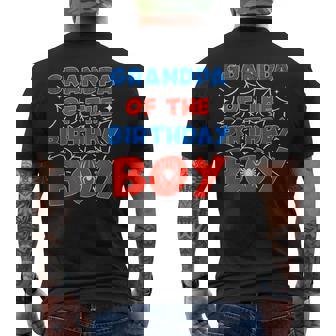 Spider Web Birthday Party Grandpa Of The Birthday Boy Kids Tank Top Men's Back Print T-Shirt | Mazezy