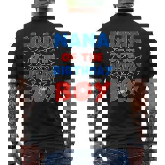 Spider Web Birthday Party Nana Of The Birthday Boy Kids Tank Top Men's Back Print T-Shirt | Mazezy