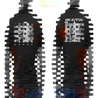 Spooky Ghost Australian Shepherd Pumpkin Halloween Skeleton Men's Back Print T-Shirt | Mazezy