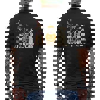 Spooky Ghost Boxer Dog Lover Pumpkin Halloween Men's Back Print T-Shirt | Mazezy