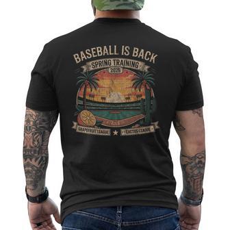 Spring Training Baseball Is Back 2026 Retro Stadium Sunset Men's T-shirt Back Print - Thegiftio