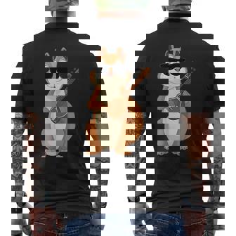 Squirrel Wearing Sunglasses Playing Sitar Sitarist Men's Back Print T-Shirt | Mazezy