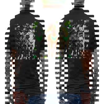 St Patrick’S Day Equestrian Three Horses With Shamrocks Men's T-shirt Back Print - Thegiftio