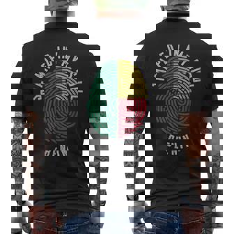 Stamped In My Soul Benin Flag Fingerprint Benin Roots Men's Back Print T-Shirt | Mazezy
