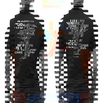 Stand For The Flag Kneel For The Cross – USA Christian Men's Back Print T-Shirt | Mazezy