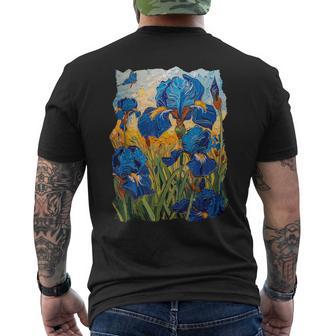 Starry Night Van Gogh Artistic Irises And Butterflies Men's T-shirt Back Print - Thegiftio UK