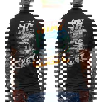 Stay Class C Outdoor Mountain Road Trips Van Motorhome RV Men's Back Print T-Shirt | Mazezy