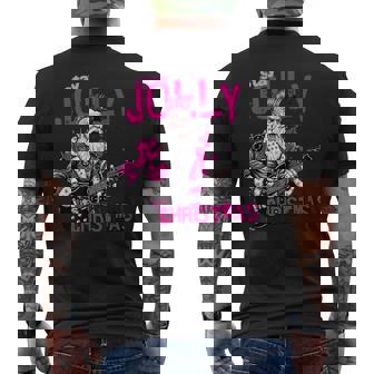 Stay Jolly Punk Santa – Rock & Roll Guitar Christmas Men's Back Print T-Shirt | Mazezy