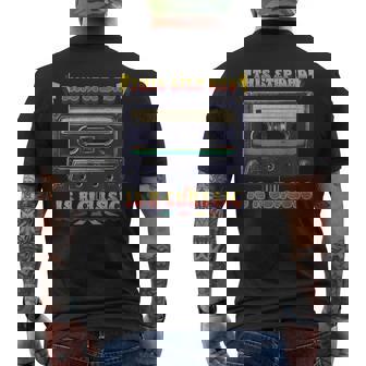 This Step Dad Is A Classic Cassette Tape Retro Music Mixtape Men's Back Print T-Shirt | Mazezy