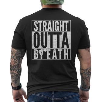 Straight Outta Breath Running Jokes For Runner Men's T-shirt Back Print - Monsterry