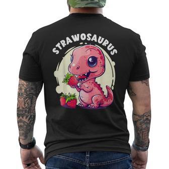 Strawberry Dinosaur Cute Dinosaur Strawberry Fruit T-Rex Men's T-shirt Back Print - Thegiftio UK
