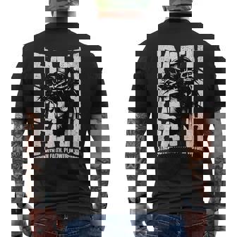 Strength In Faith Power In Victory Christian Men's Back Print T-Shirt | Mazezy