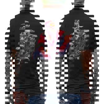 Strong Santa Claus With Wrenches And Sunglasses For Repair Men's Back Print T-Shirt | Mazezy