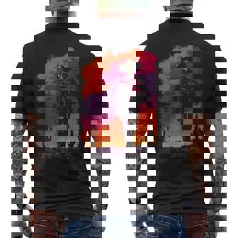 Stylish Skeleton Cowboy With Desert Sunset Western Gothic Men's Back Print T-Shirt | Mazezy