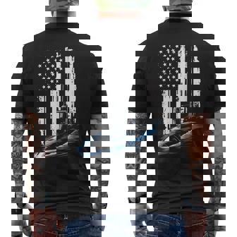Submarine Usa Flag Veteran 4Th Of July Men's T-shirt Back Print - Monsterry