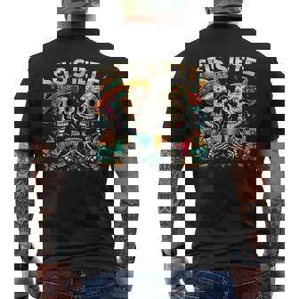 Sugar Skull Coffee Fiesta Mexican Day SEIS Siete 6 7 Meme Men's Back Print T-Shirt | Mazezy