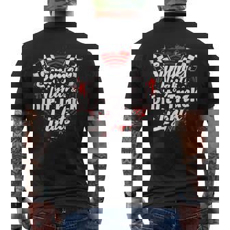 Summer Nights & Dirt Track Lights Motorsports Men's Back Print T-Shirt | Mazezy