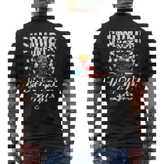 Summer Nights Dirt Track Lights Motorsport Men's Back Print T-Shirt | Mazezy