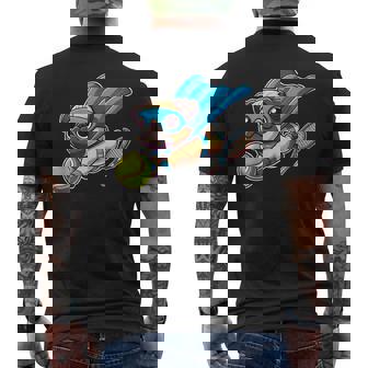 Superhero Pug Tennis Ball And Racket Flying Men's Back Print T-Shirt | Mazezy