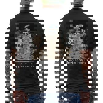 Support Local Street Cats Raccoon Skunk Possum Meme Men's T-shirt Back Print - Monsterry