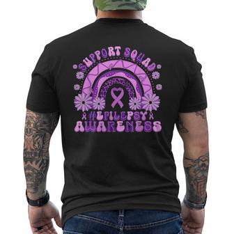 Support Squad Purple Ribbon Epilepsy Awareness Month Men's T-shirt Back Print - Thegiftio UK