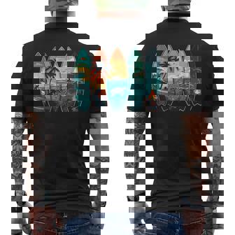 Surfboards Sunset Ocean Beach Vibe Surfer Men's Back Print T-Shirt | Mazezy