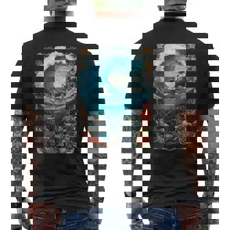 Surfer Wave Tropical Ocean Palm Horizon Beach Hawaii Tank Top Men's Back Print T-Shirt | Mazezy