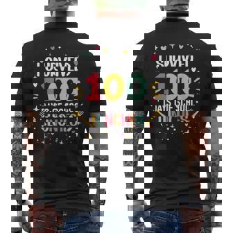 I Survived 100 Days Of School Lunches 100th Day Cafeteria Men's Back Print T-Shirt | Mazezy