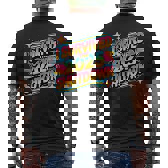 I Survived The 2025 Shutdown Groovy Government Employee Joke Men's Back Print T-Shirt | Mazezy