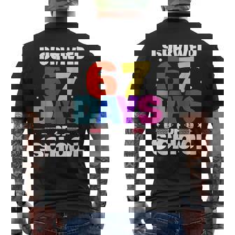 I Survived 67 Days Of School Meme Six Seven Men's T-shirt Back Print | Mazezy