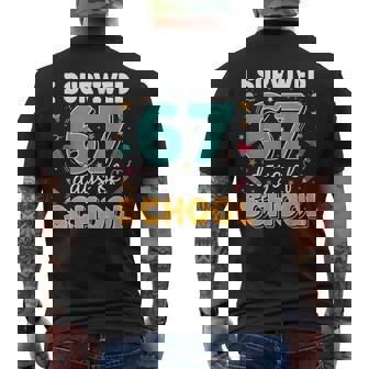 I Survived 67 Days Of School Teacher Meme Classroom Men's Back Print T-Shirt | Mazezy