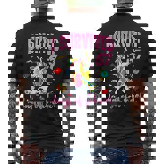 I Survived 67 Days Of School Unicorn Dabbing Teacher Student Men's Back Print T-Shirt | Mazezy