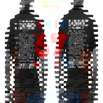 I Survived 67 Six Seven Days Of School Spider Web Art Men's Back Print T-Shirt | Mazezy