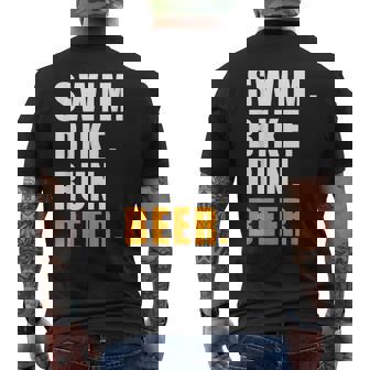 Swim Bike Run スイム バイク ラン ビール トライアスロン トライアスロン スポーツ メンズ レディース メンズTシャツ バックプリント - Kawaiitshirt